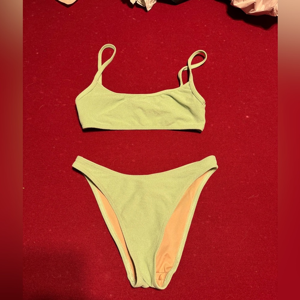 Ash Green and Peach Bikini Set